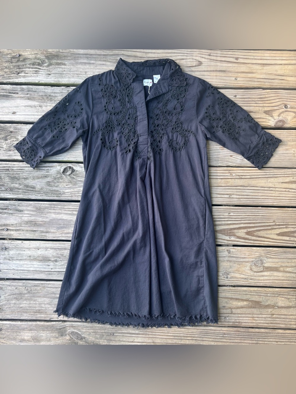 Dizzy Lizzie Linen Blend Eyelet Mini Dress
